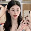 Unisex Ultralight Fashionable Cat Eye Myopic Eyeglasses Oval Shape Metal Material Frames Clear Lenses Anti-Blue Light Eyeglasses Diopter To -4.0