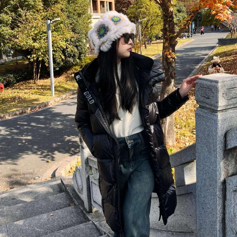 

Модная классическая черно-золотая куртка-пуховик длиной до колена для пары, утолщенная теплая повседневная куртка на осень и зиму S чёрный