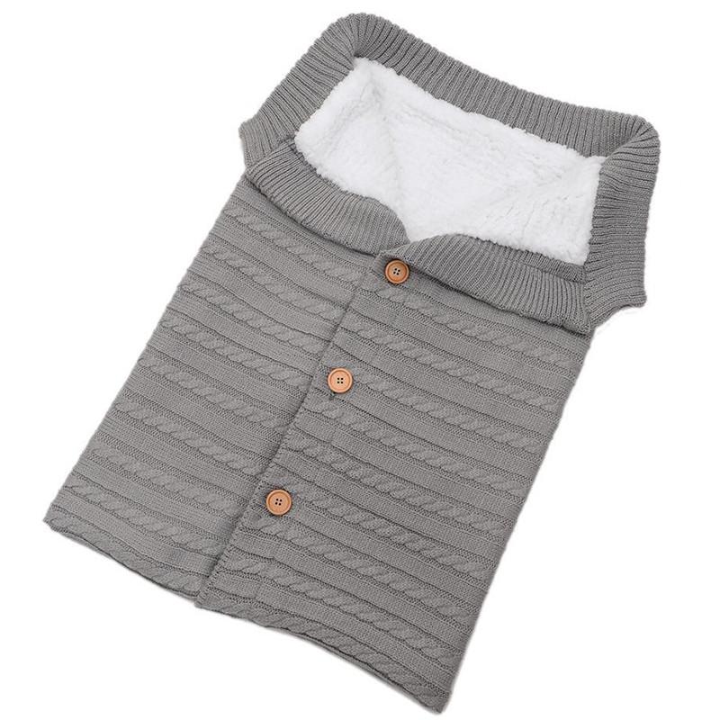 Baby Knitted Plush Sleep Sack With Buttons For Outdoor Use And Warmth