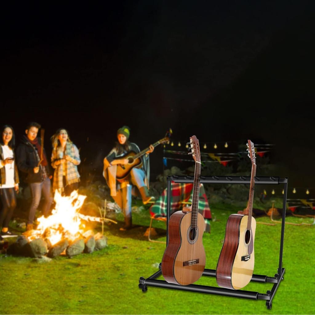 UYTON Folding Guitar Stand 7 with Rubber Straps to Prevent Scratches on Durable and Easy to Store with Acoustic Classical Electric and Wind Stable and