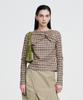 Kimjisu Twisted Check High-Neck Top _ Beige
