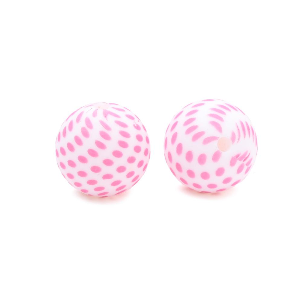 10Pcs 15mm Baby Infant Nipple Appeal Other Chain Clips Dummy Holder Nipple Accessories Pink Love Print Food Grade Silicone Beads