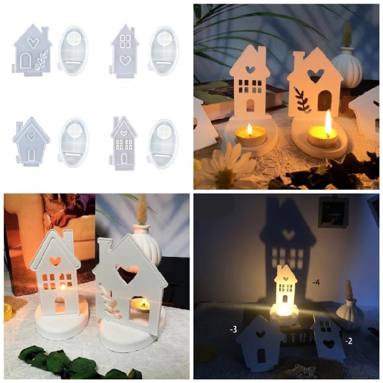 Silicone Mould House Candlestick Resins Molds Love House Candle Holder Mould