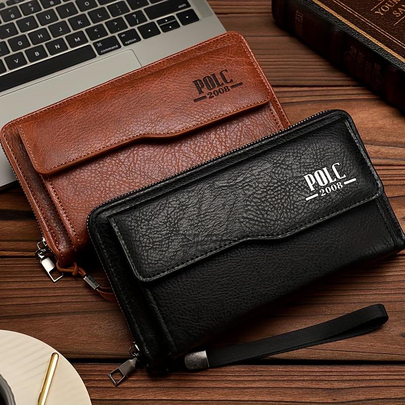 Мужской кошелек в деловом стиле — для хранения нескольких карт и телефона — фото 5