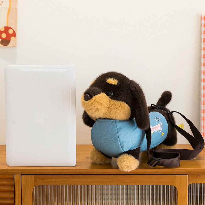 Jacket Denim Dachshund Plush Toy Single Shoulder Bag Stuffed Animal Gift Doll
