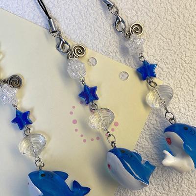 Y2K Estetický Popruh na Mobilní Telefon Kreslený Žralok Šňůrka na Mobilní Telefon Oceánské Zvíře Řetízek na Telefon Pro Dívky Klíčenka Přívěsek