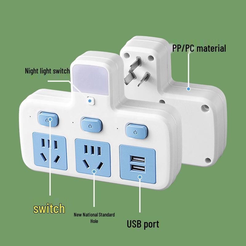 Multifunctional Wireless Surge Protector Power Strip with USB and Night Light