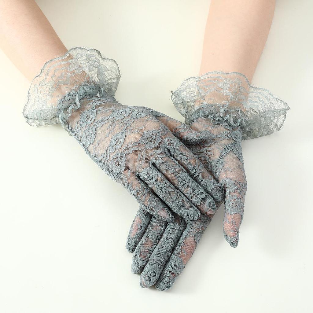Women's Lace Floral Sun Protection Mesh Gloves - Sexy, Breathable, Bridal Arm Sleeves