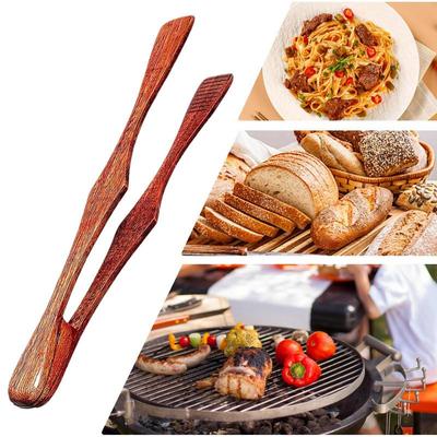 1 Stück Holz Lebensmittelzange Rutschfester Griff Langlebig Verlängert Mehrzweck Salat Kuchen Brot Lebensmittelzange Universal Küchenwerkzeug