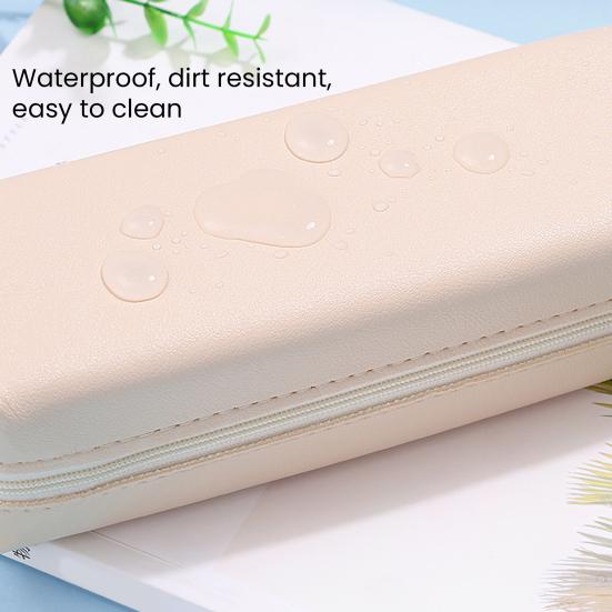 Penneetui Faux Skinn Blyantveske Organizer Liten Glidelås Pennepose Multifunksjonell Kosmetikkveske for Arbeid Reise