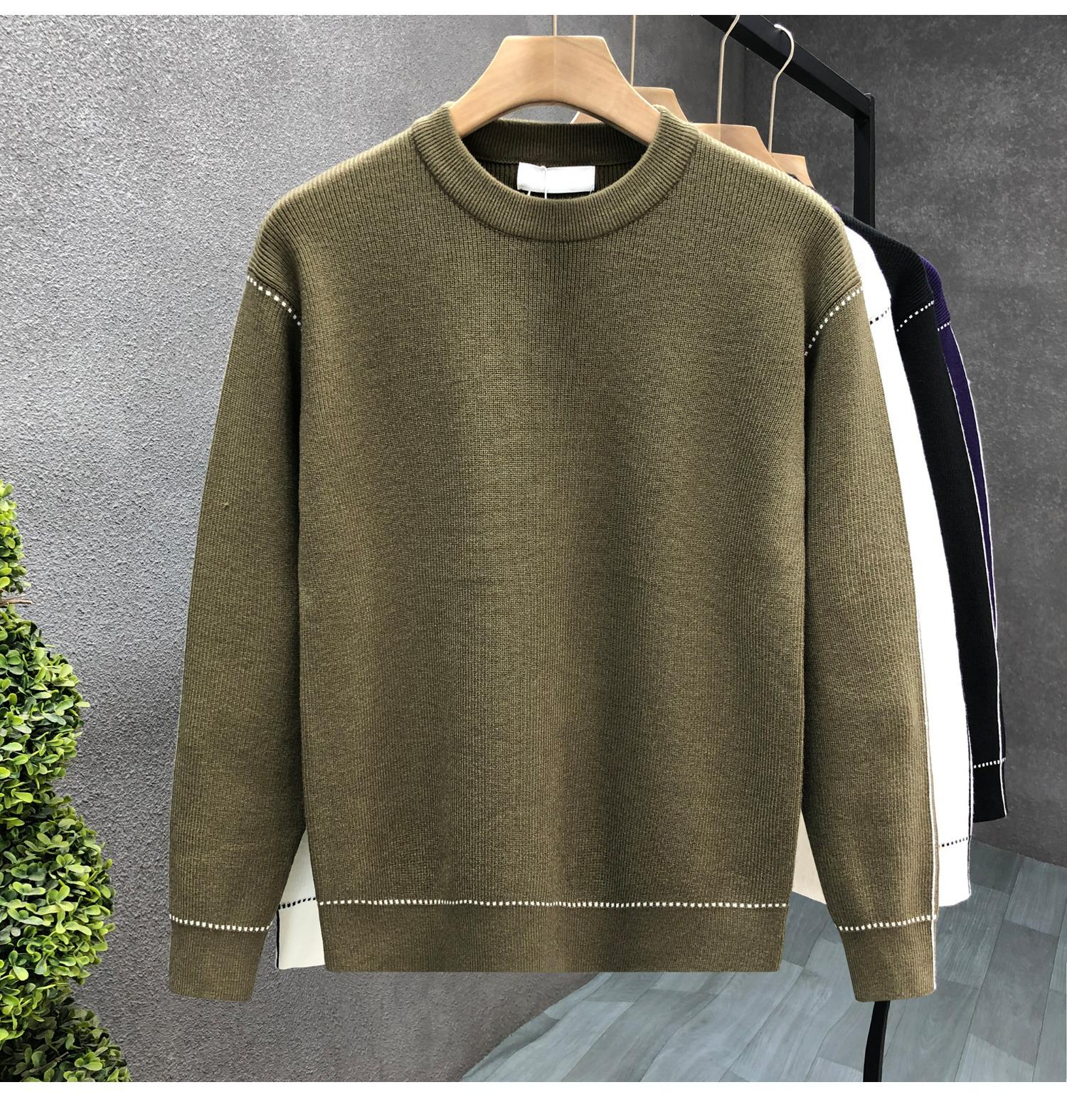 Men s Korean Style Contrast Stitching Knit Sweater - Autumn/Winter 2025 3XL