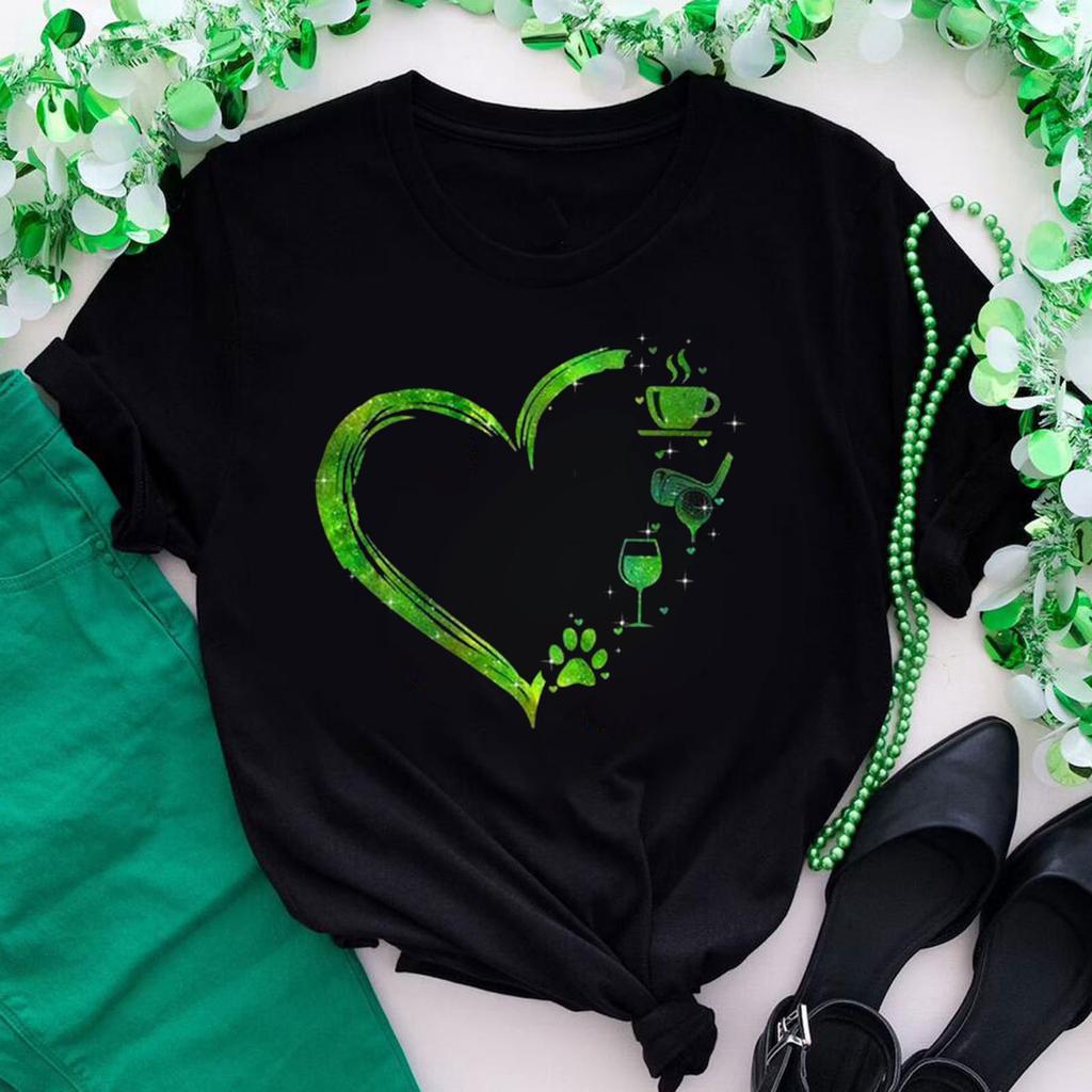 St. Patrick's Day Green Print Women T Shirt Short Sleeve O Neck Loose Women Tshirt Ladies Tee Shirt Tops Clothes Camisetas Mujer