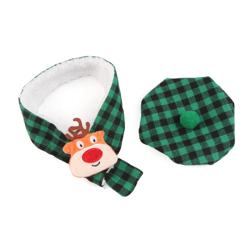

Dog Beret Hat Reindeer Christmas Pet Costume Scarf Headwear Photo Props S зелений