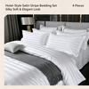 Satin Stripe Polyester Bedding Set Hotel‑Style 4‑Pieces Duvet Cover Kit