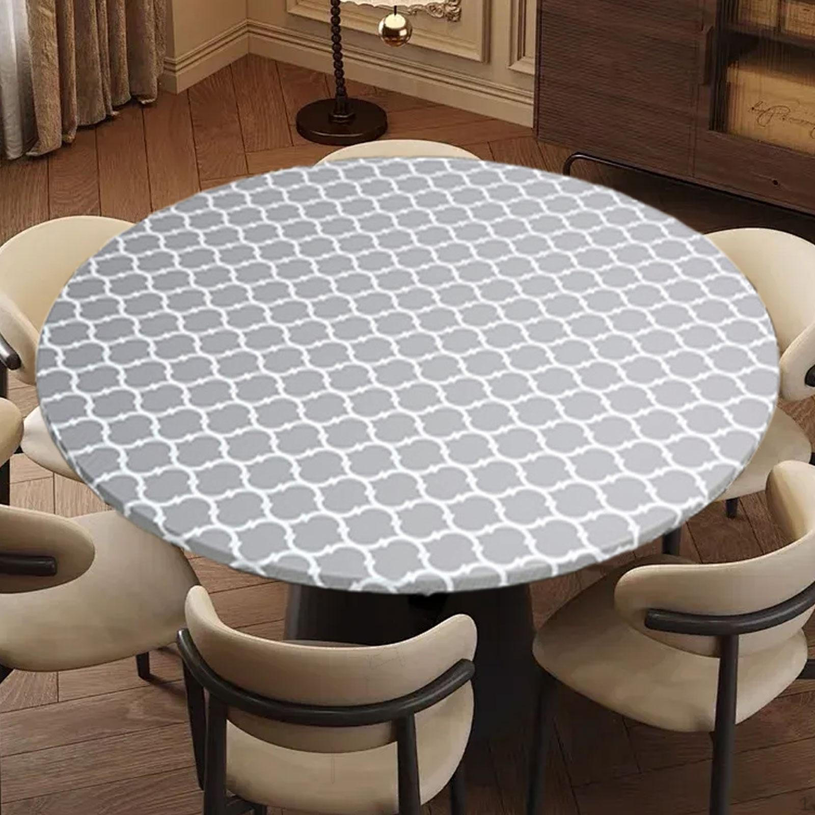 

Виниловая круглая скатерть с резинкой, водонепроницаемая эластичная скатерть с фланелевой подкладкой 152cm