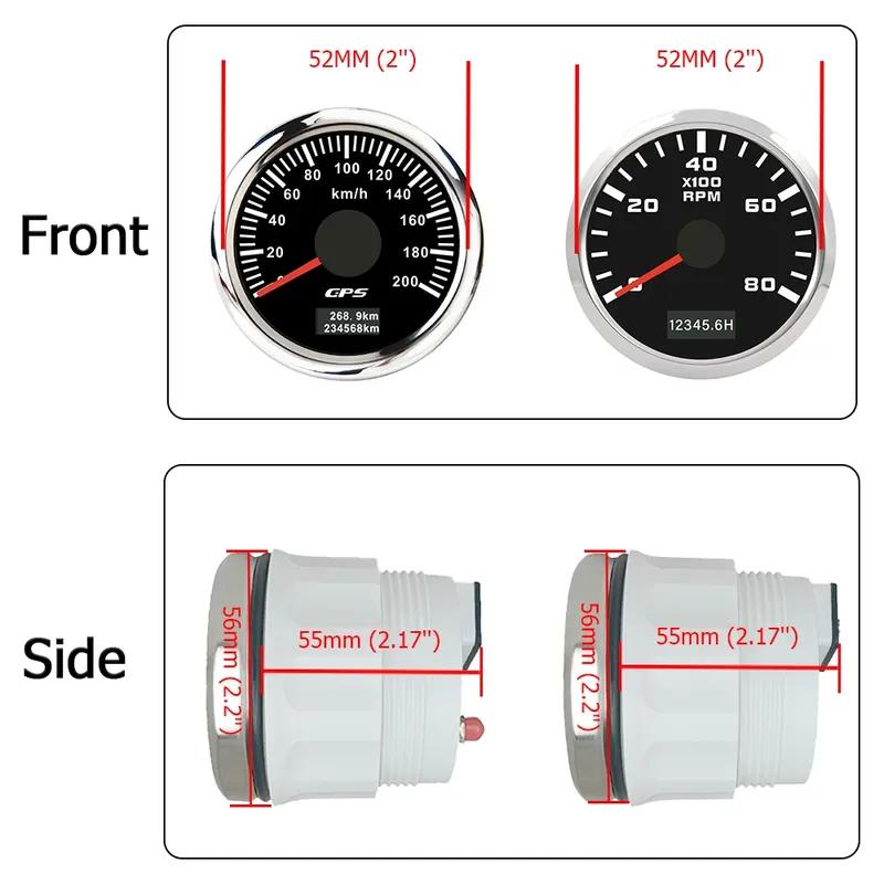 ELING 52mm 2 Gauge Set GPS Speedometer 30 60 80 120 200 Km/h 3K 4K 6K 8K RPM Tachometer with Backlight for Car Boat Truck