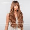 Temperament New Wig, Qi Bangs Golden Brown Big Wavy Long Curly Hair Simulation Natural Chemical Fiber Wig Cover