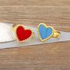 Nidin Daily Versatile Delicate Sweet Romantic Heart-shaped Natural Stone Adjustable Open Ring 5 Colors Fashion Party Jewelry