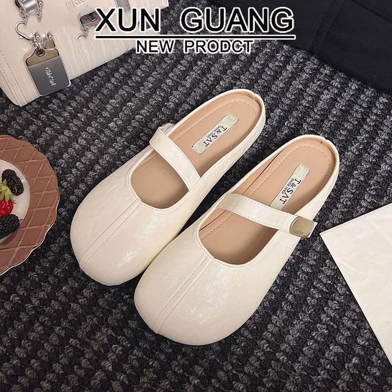 

Кожаная французская сумка, полушлепанцы, женские, на одном педале, 2025 весна и лето, новая верхняя одежда, туфли Мэри Джейн на одном педале 35