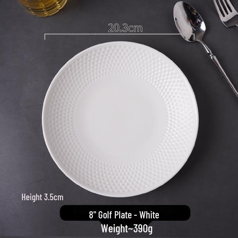 White Western-Style Deep Plate for Salad, Fish, and Steak