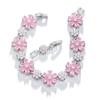 CMM Gorgeous Gold Color Green Cubic Zirconia Flower Charm Link Women Wedding Party Bracelets Jewelry Gift