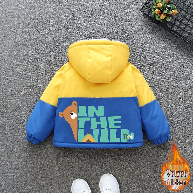 

Kids 2025 Winter Fleece-lined Parka: Boys & Girls Thick Warm Cotton-padded Jacket 120 cm