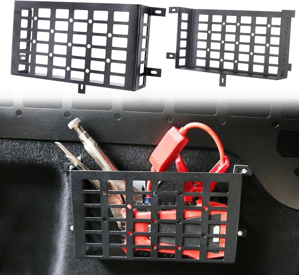 Universal Metal Car Storage Box with Small Cargo Molle Panel Frame Storage System for and Home Black Pockets, Cars, Trucks, RVs, Boats, Storage,