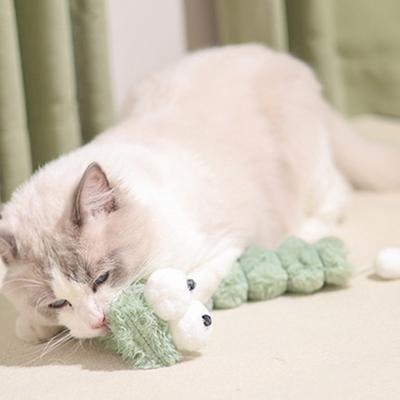 Peluche Gatto con Erba Gatta all'Interno Cuscino a Forma di Bruco Morbido e Carino Bastone da Calcio Giocattolo Morbido da Masticare per Gattini da Interno Gioco Esercizio Sollievo dalla Noia