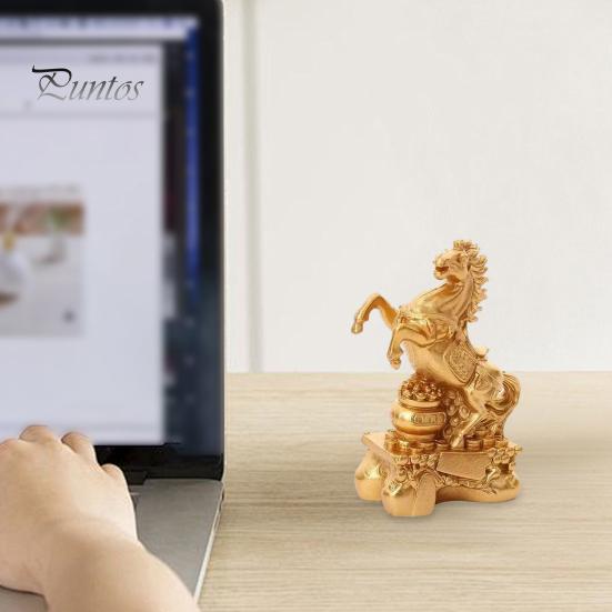 Resin Statue Horse Ornament Golden Finish Versatile Figurine Symbol of Tabletop Decoration Strength Success Zodiac Home Decor Durable