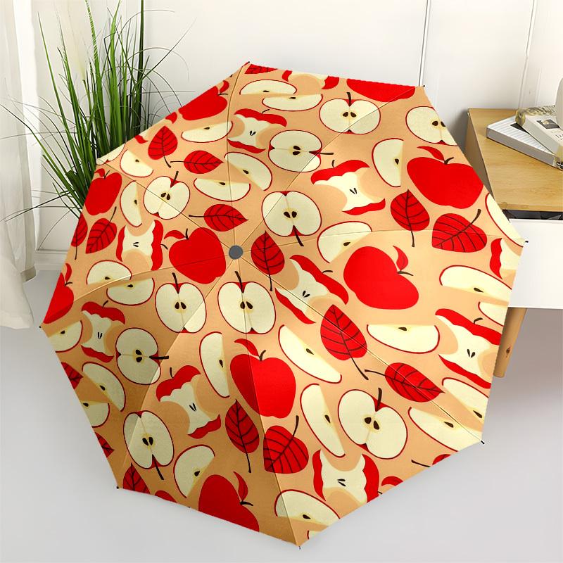 

1pc Apple Slices Pattern Umbrella with Plastic Handle,Vibrant Cartoon Pattern,Multi-functional UmbrellaPT266