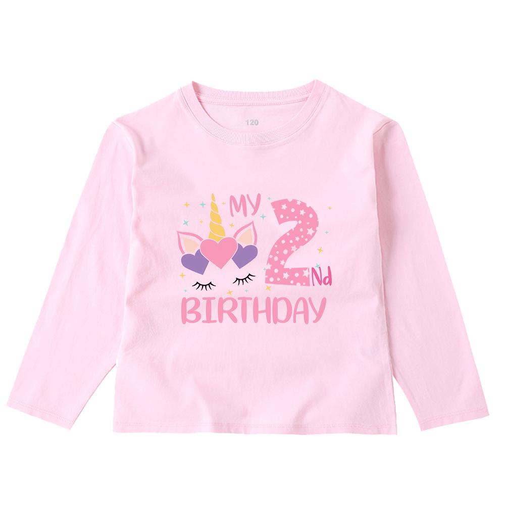 Kinder-Frühlings-Herbst-Geburtstagszahlen von 1–8 Jahren, bedrucktes, langärmliges Hemd, bedrucktes Top-Geschenk-T-Shirt für Mädchen