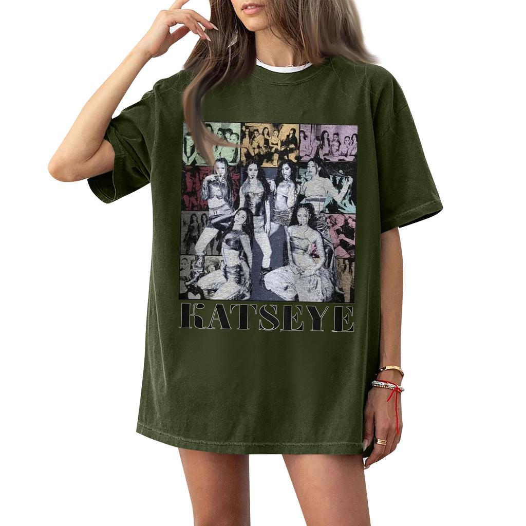 Dam T-shirt med tryck och rund hals och korta ärmar