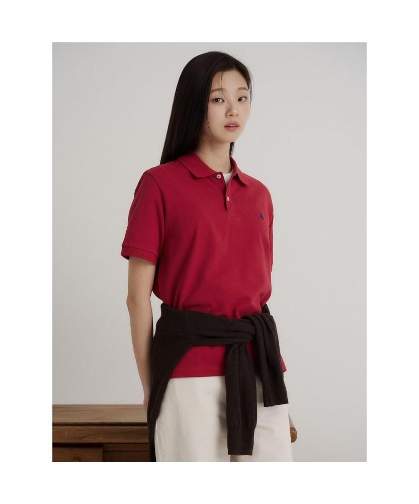 Binpolmen [Essential] Pique Collared Short Sleeve T-Shirt Red