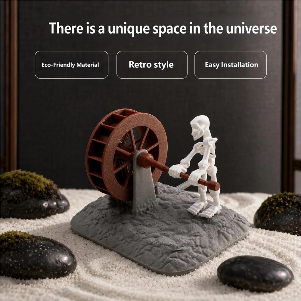 Skeleton Waterwheel Creative Underwater Landscape Skeleton Decor Pneumatic Rotatable Animated Skeletons Statue For Aquarium Tank