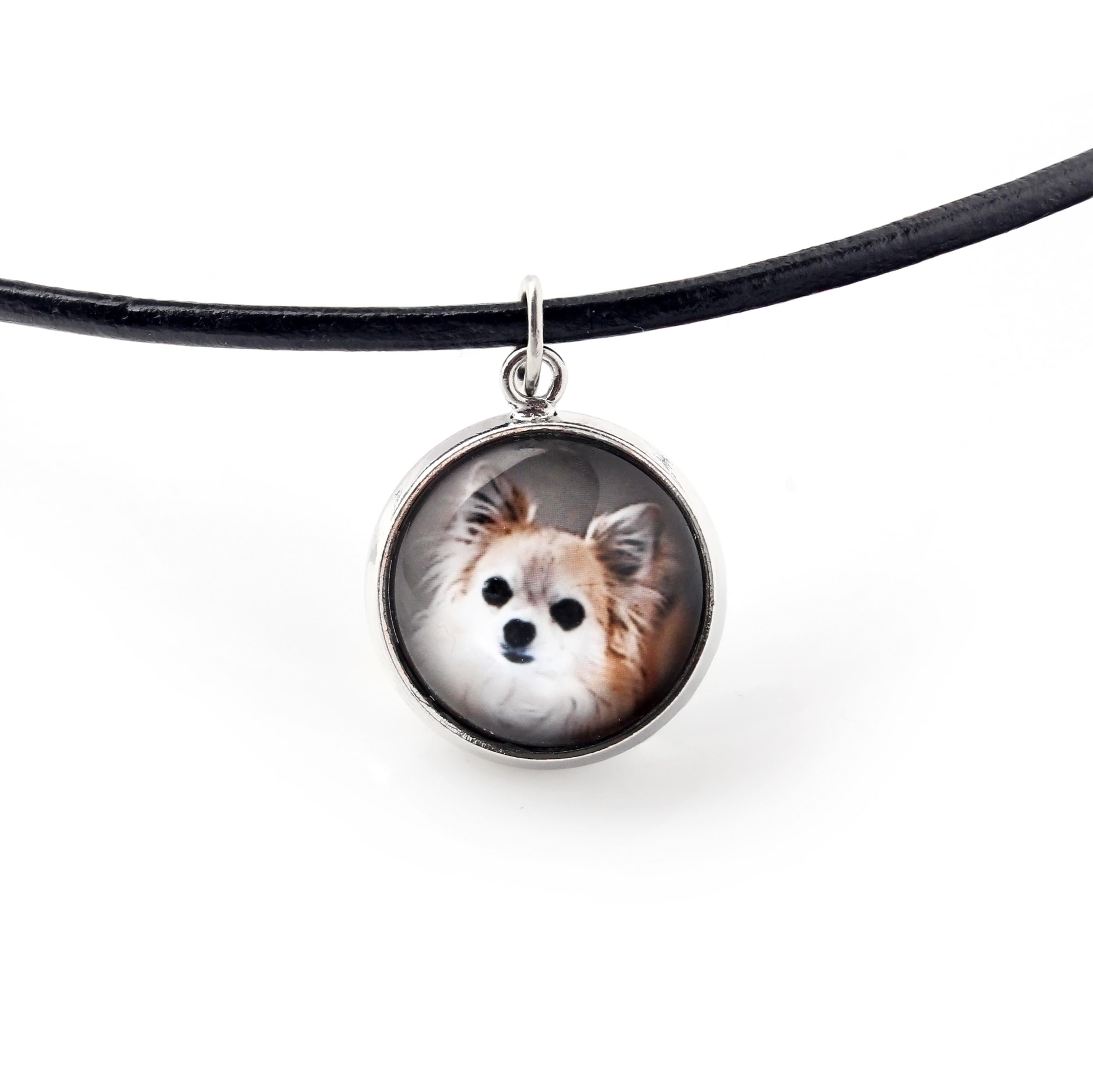 

Chihuahua long-haired - necklace pendant with your photo, handmade, handcrafted jewelry by Art-Dog brand срібний