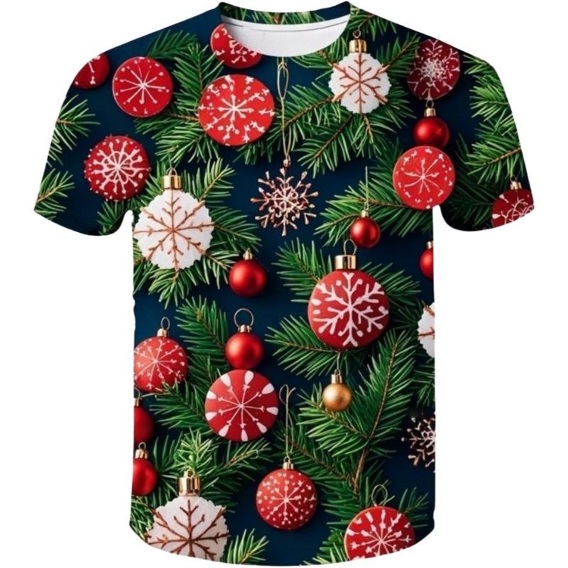 Santa Claus Christmas Print Short Sleeve for Boys Girls Cute O-Neck Pullover Tees Casual Loose Children's Top Children's T-Shirt