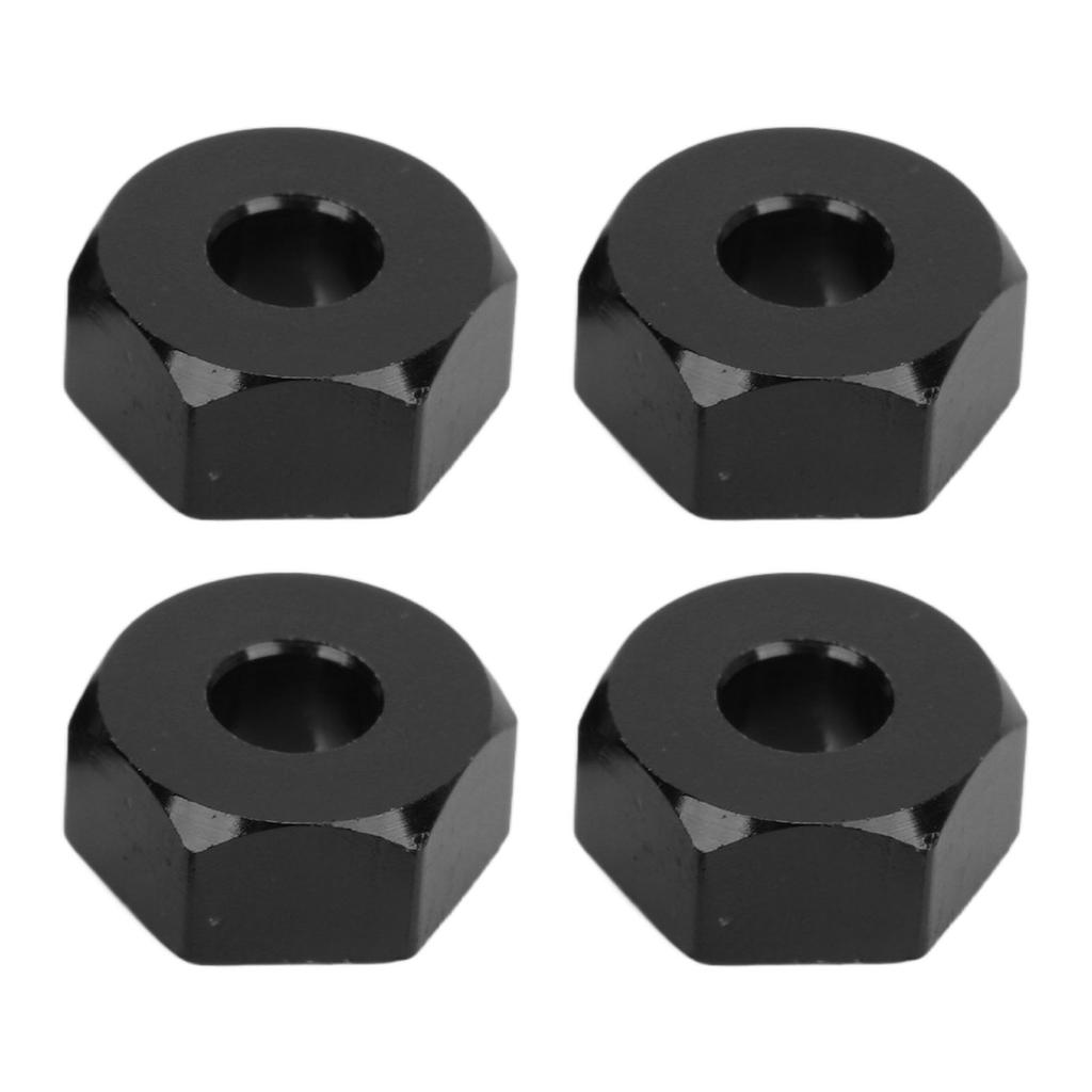 4PCS 12mm Hex Wheel Hub Mount Aluminum Alloy RC Car Hex Drive Adapter Replacement for MJX 14210 16208 Black