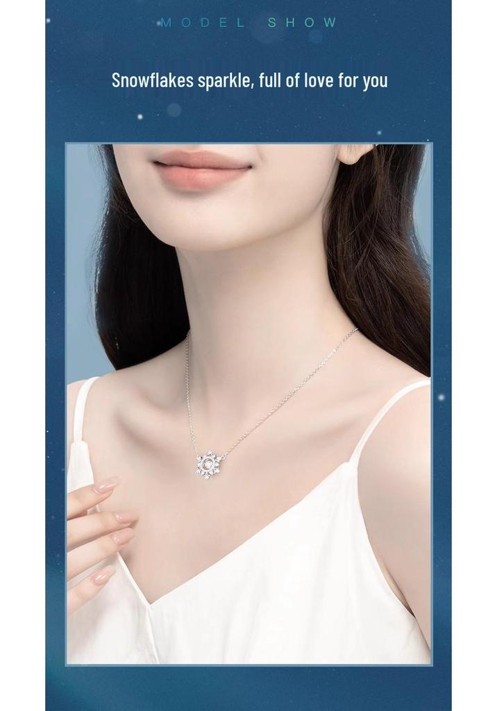 Beating Heart Zirconia Snowflake S925 Sterling Silver Necklace - Exquisite & Versatile Clavicle Chain 2025 Style