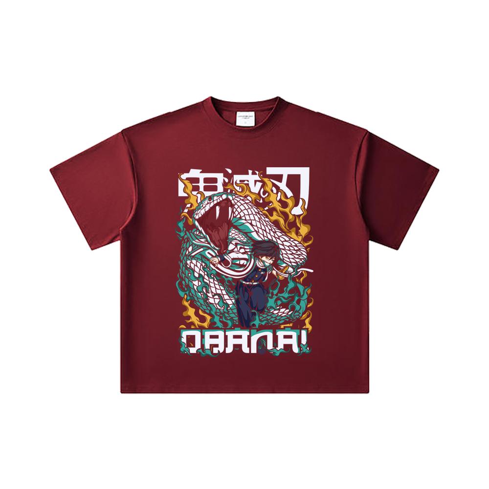 260 GSM Double Yarn 32 Count 100% Cotton Demon Slayer V103 Obanai Print Unisex Heavy Cotton T Shirt