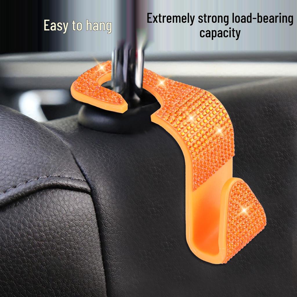 Hidden Car Headrest Hook with Diamond Decoration - Multifunctional Seat Back Organizer