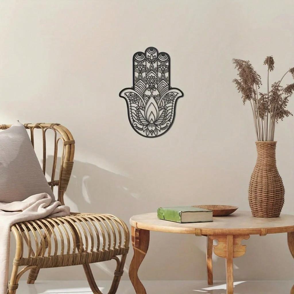Metal Wall Decor Sacred Geometry Zen Art Hamsa Hand Home Ornament