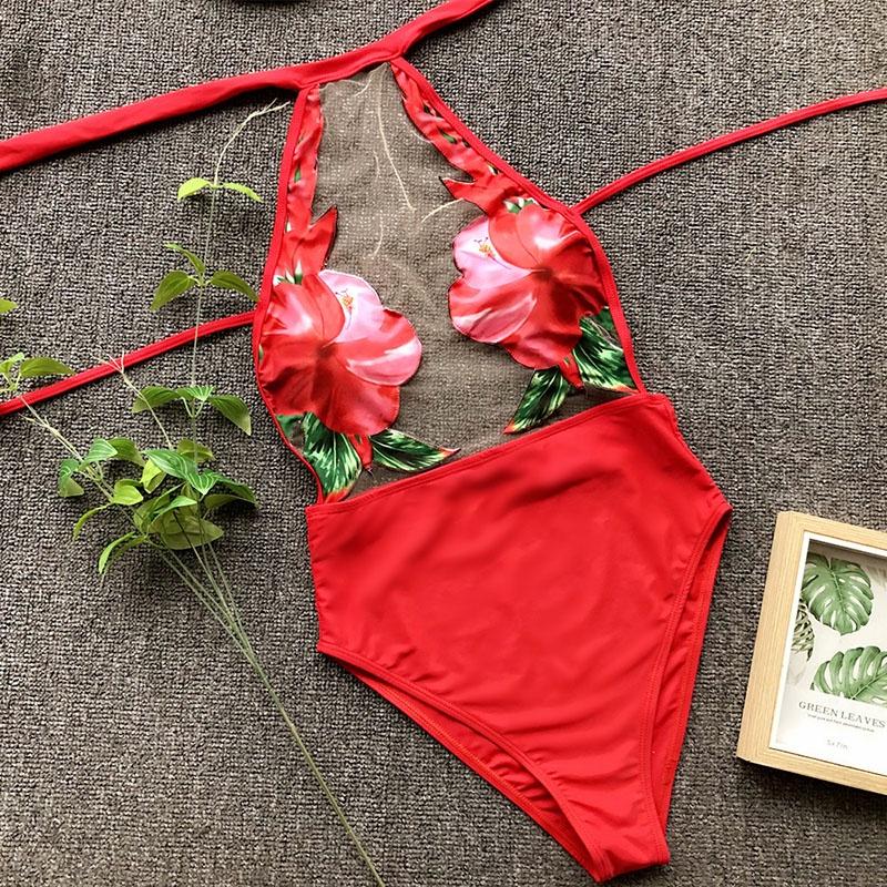 Stylish Women's One Piece Beach Swimsuit Swimwear Bathing Monokini Padded Bikini Flower For Effortless Summer Elegance