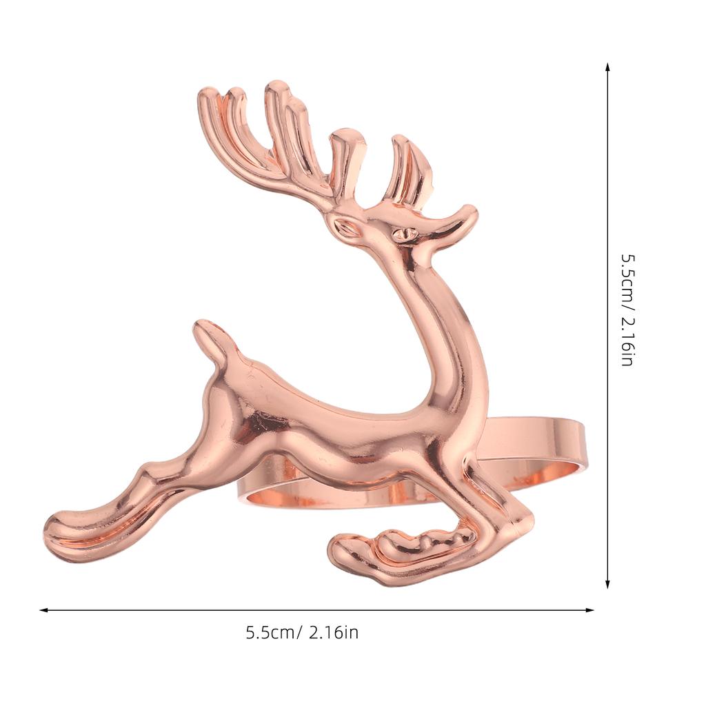 6Pcs Christmas Napkin Buckles Reindeer Design Festive Napkin Holders for Dinner Table Setting Seasonal Celebration Decor