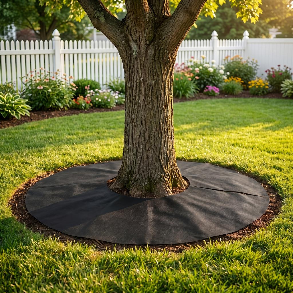10Pcs Round Tree Weed Control Mat Heavy Duty Non Woven Landscape Fabric Mulch Ring Cover Outdoor Garden Tree Protector Mat