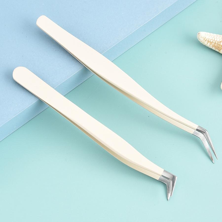 1/4 Pcs Eyelashes Tweezers Stainless Steel Superhard Tweezers High Precision Anti-static Tweezers for Eyelash Extensions