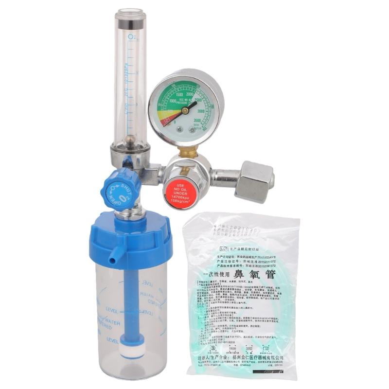 Buoy Type Oxygen Pressure Gas Regulator Inhaler G5/8" Thread O2 Pressure Reducer Oxygen Gauge Flow Meter Zinc Alloy