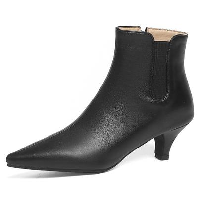 Moda Moda Botki Damskie Eleganckie Szpiczaste Krótkie Botki Damskie Niskie Obcasy Jesień Zima Buty Czarne Beżowe Buty na Imprezę Duży Rozmiar