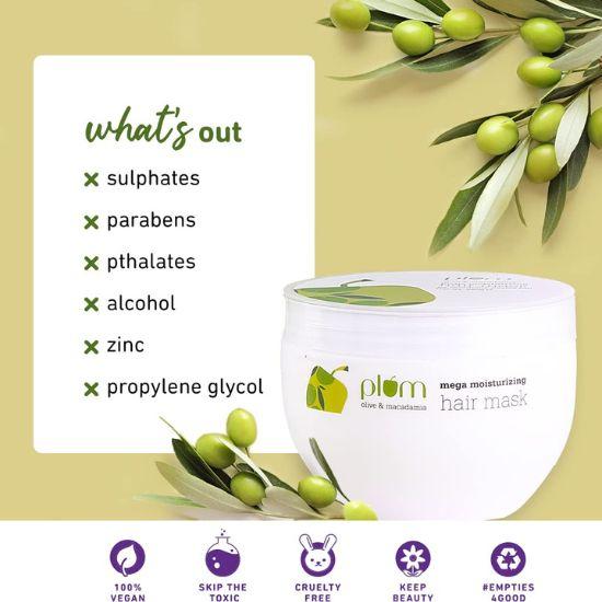 Masque capillaire prune et olive pour cheveux abîmés, colorés et traités en salon | Beurre de karité | Crème capillaire spa pour femmes et hommes | 250 g