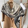 130*130cm 30% Silk +70% Wool Scarf Retro Vintage Luxurious Soft Shawl Large Warm Winter Wrap for Women