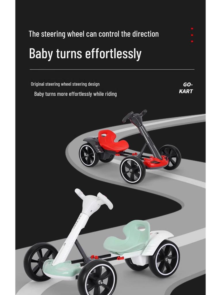 Go-Kart Elétrico Dobrável Carro de Passeio para Crianças 2-8 Anos - Não Requer Instalação